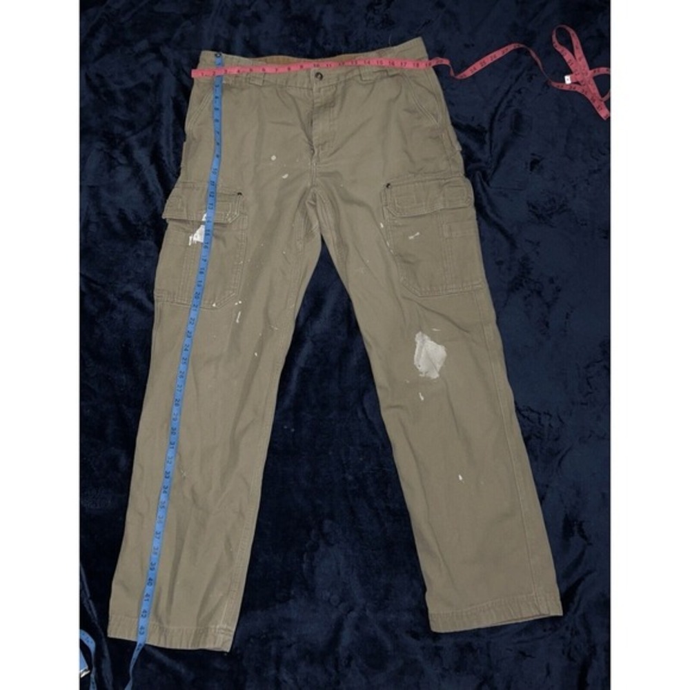 Duluth Trading Pants Mens 37x34 Beige Khaki Cargo Thick Canvas Pockets Workwear - Picture 7 of 10
